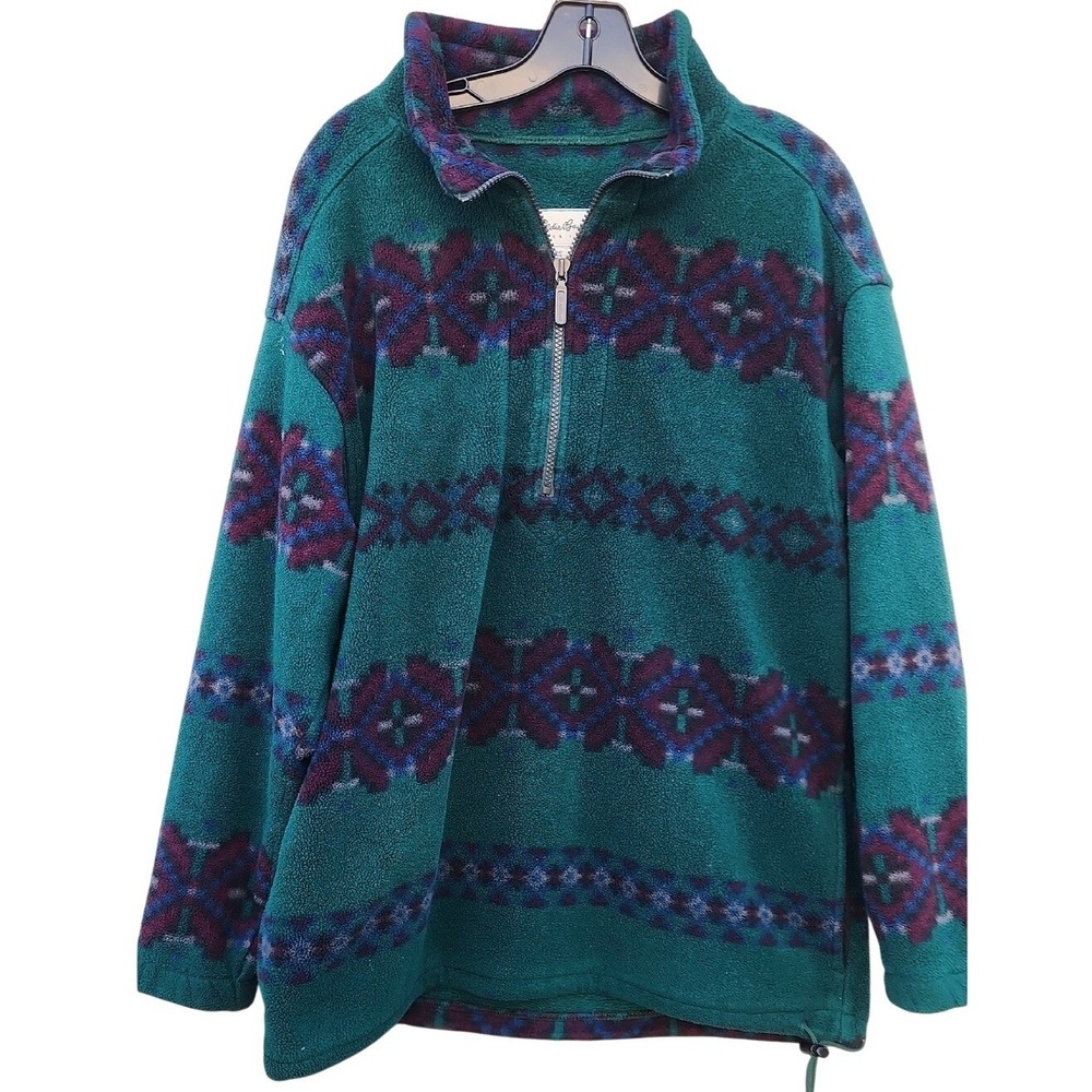 Vintage 90s Eddie Bauer Southwest Quarter Zip Pullover Fleece Small Retro Dad